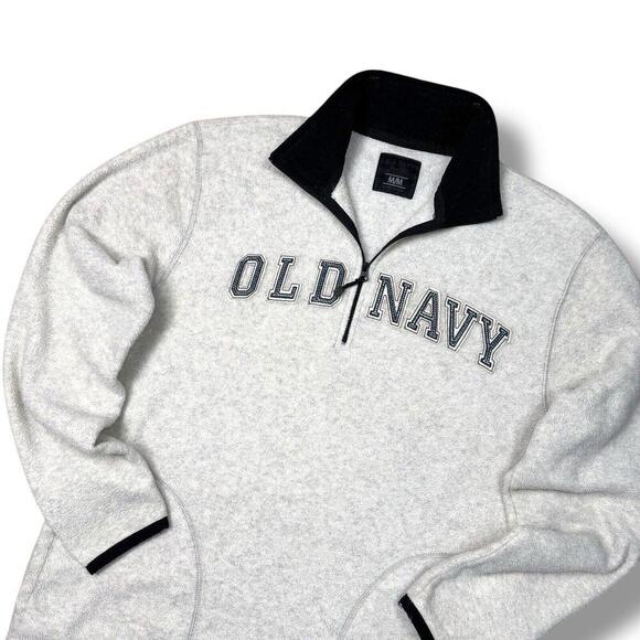 Vintage Old Navy 1/4 Zip Fleece Sweatshirt Y2K White Logo Patch Skater Men Sz M - Picture 5 of 13
